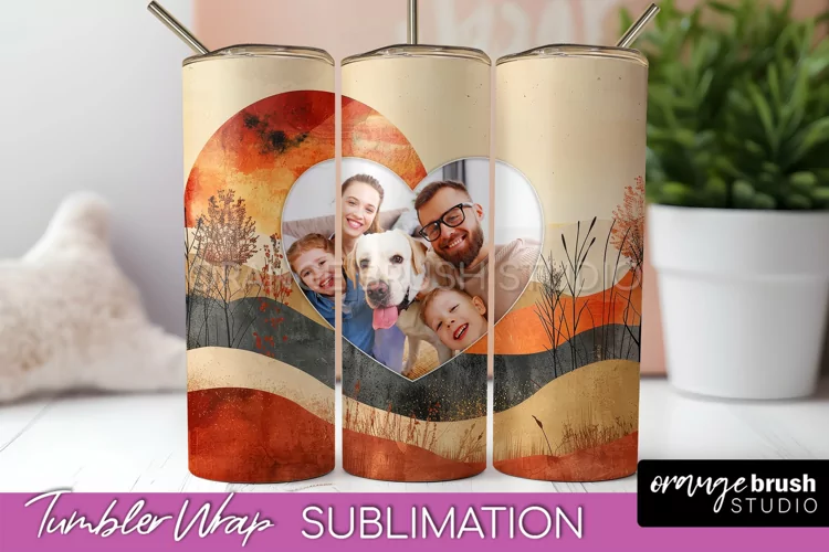 Photo Tumbler Wrap, Boho Family Frame Tumbler Sublimation