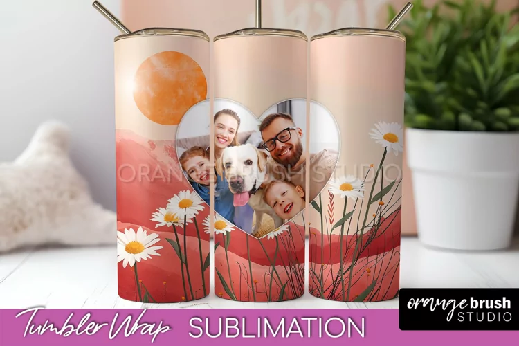 Photo Tumbler Wrap, Boho Family Frame Tumbler Sublimation