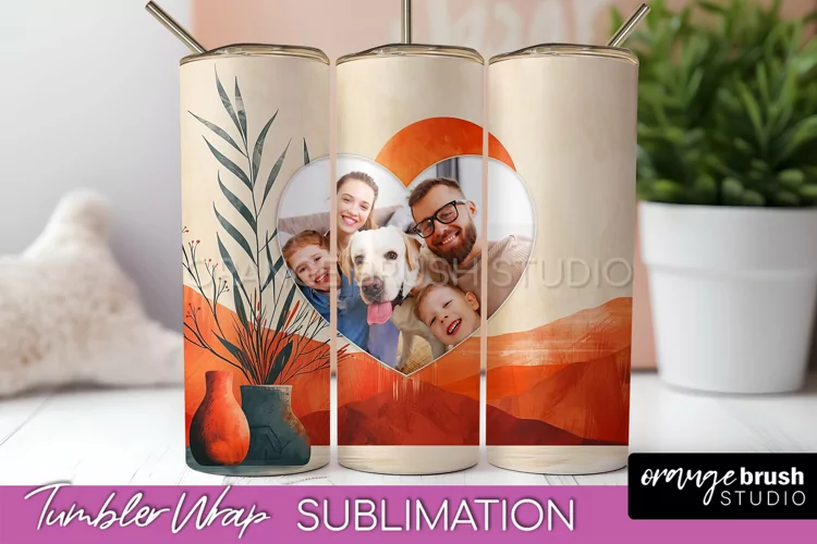Photo Tumbler Wrap, Boho Family Frame Tumbler Sublimation