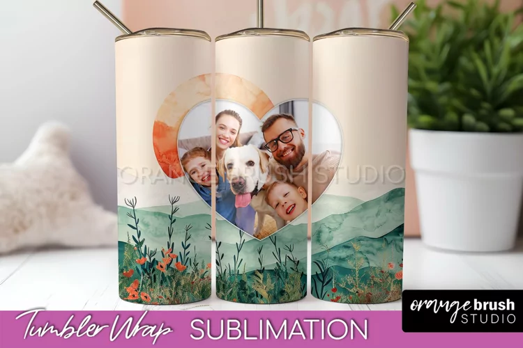 Photo Tumbler Wrap, Boho Family Frame Tumbler Sublimation