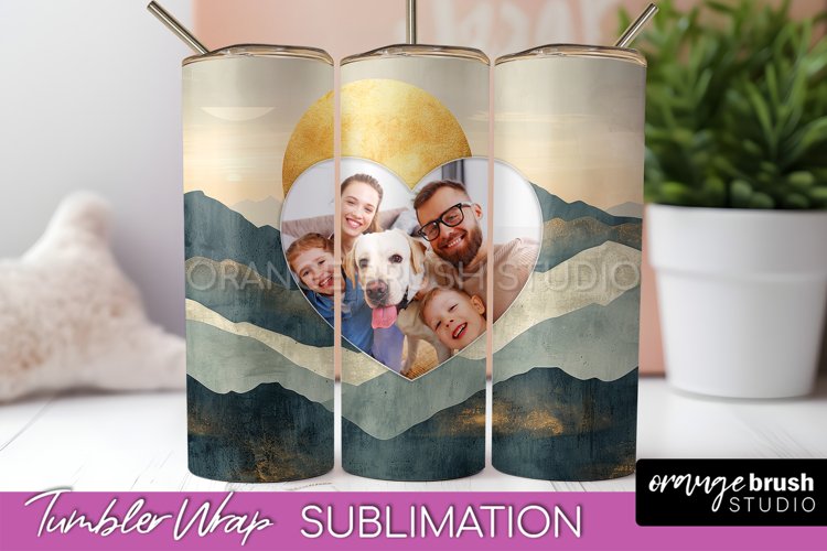 Photo Tumbler Wrap, Boho Family Frame Tumbler Sublimation example image 1