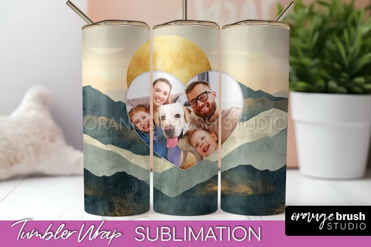 Photo Tumbler Wrap, Boho Family Frame Tumbler Sublimation