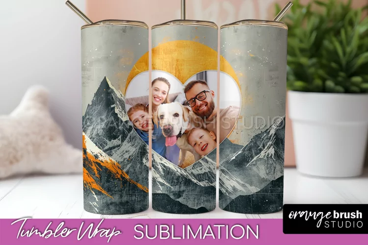 Photo Tumbler Wrap, Boho Family Frame Tumbler Sublimation