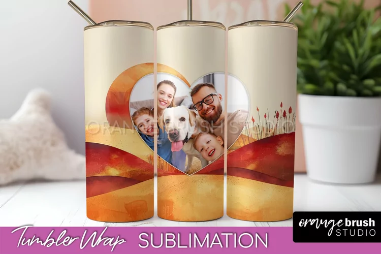 Photo Tumbler Wrap, Boho Family Frame Tumbler Sublimation