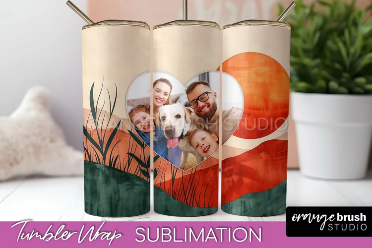 Photo Tumbler Wrap, Boho Family Frame Tumbler Sublimation