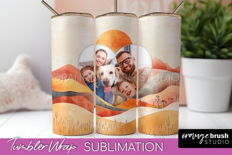 Photo Tumbler Wrap, Boho Family Frame Tumbler Sublimation example image 1