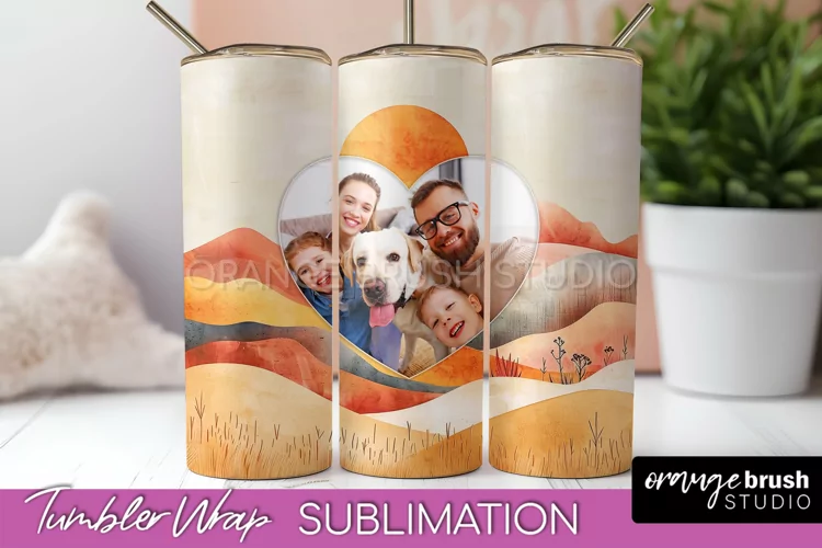 Photo Tumbler Wrap, Boho Family Frame Tumbler Sublimation