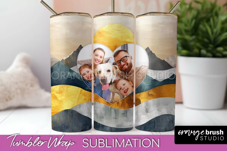 Photo Tumbler Wrap, Boho Family Frame Tumbler Sublimation
