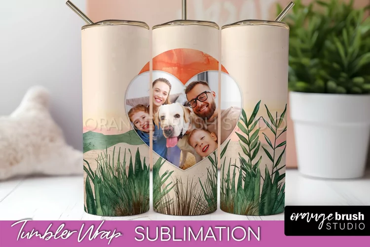 Photo Tumbler Wrap, Boho Family Frame Tumbler Sublimation
