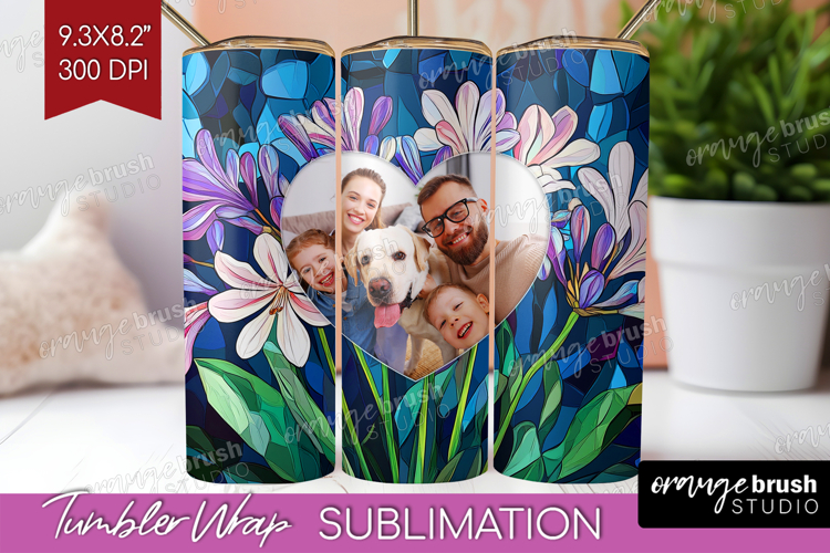 Stained Glass Photo Tumbler PNG - Flowers Picture Tumbler