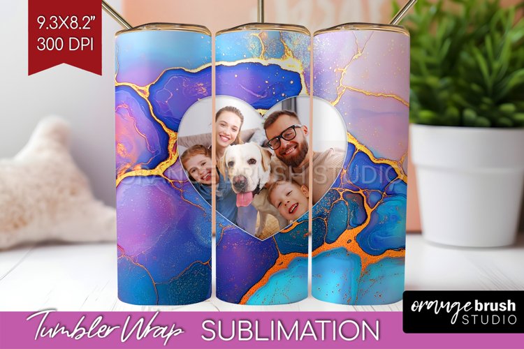 Alcohol Ink Photo Tumbler PNG - Marble Picture Tumbler Wrap