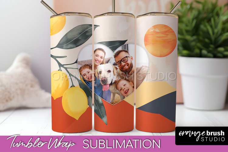 Photo Tumbler Wrap, Boho Family Frame Tumbler Sublimation example image 1