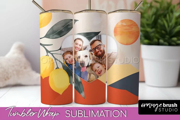 Photo Tumbler Wrap, Boho Family Frame Tumbler Sublimation