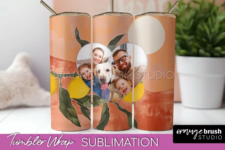 Photo Tumbler Wrap, Boho Family Frame Tumbler Sublimation