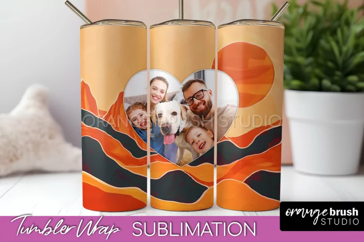 Photo Tumbler Wrap, Boho Family Frame Tumbler Sublimation
