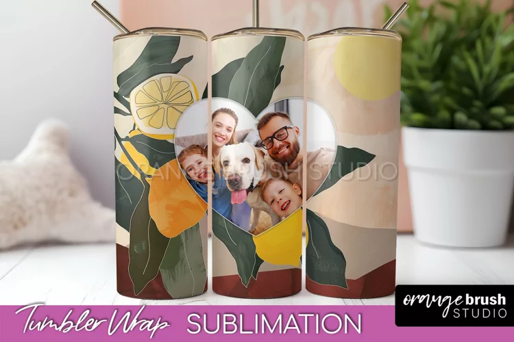 Photo Tumbler Wrap, Boho Family Frame Tumbler Sublimation