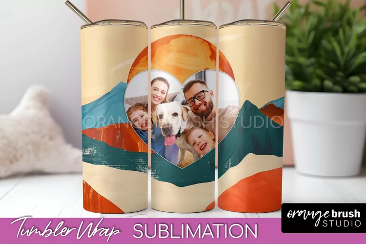 Photo Tumbler Wrap, Boho Family Frame Tumbler Sublimation