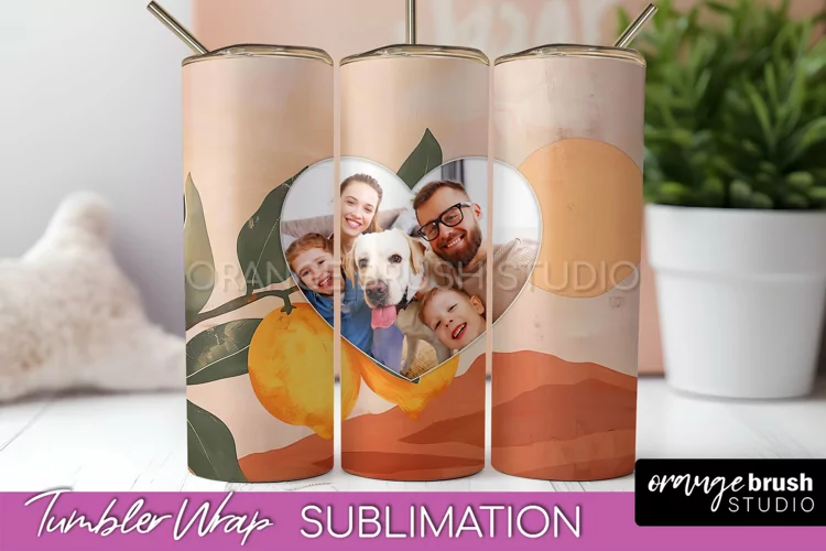 Photo Tumbler Wrap, Boho Family Frame Tumbler Sublimation