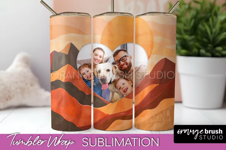 Photo Tumbler Wrap, Boho Family Frame Tumbler Sublimation