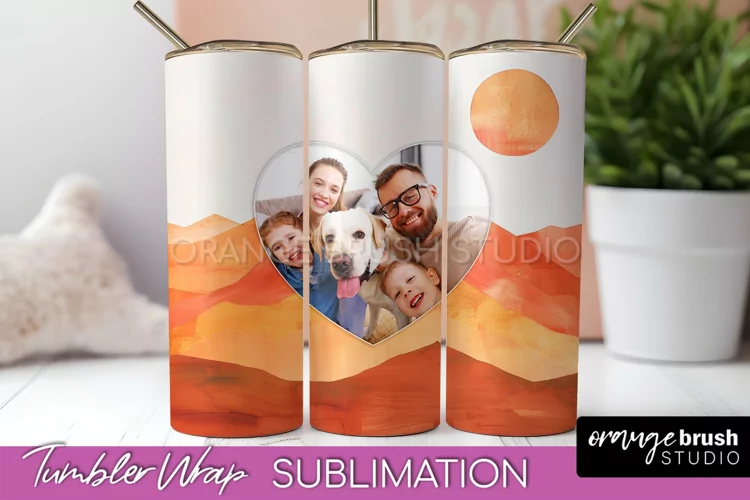 Photo Tumbler Wrap, Boho Family Frame Tumbler Sublimation