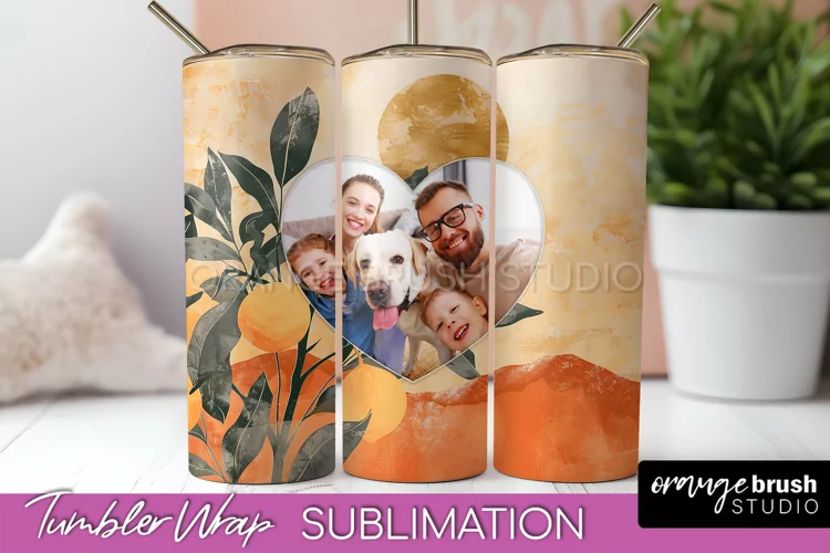 Photo Tumbler Wrap, Boho Family Frame Tumbler Sublimation