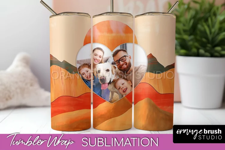 Photo Tumbler Wrap, Boho Family Frame Tumbler Sublimation