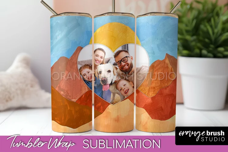Photo Tumbler Wrap, Boho Family Frame Tumbler Sublimation