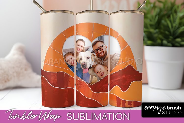 Photo Tumbler Wrap, Boho Family Frame Tumbler Sublimation example image 1