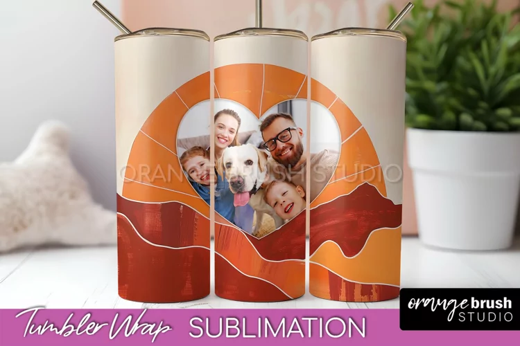 Photo Tumbler Wrap, Boho Family Frame Tumbler Sublimation