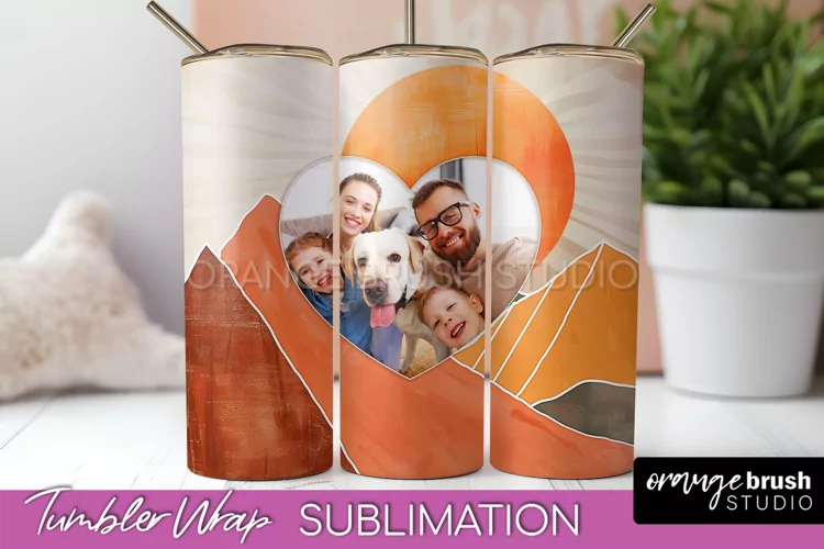 Photo Tumbler Wrap, Boho Family Frame Tumbler Sublimation