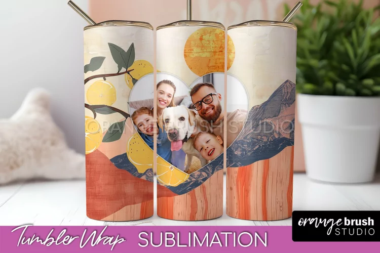 Photo Tumbler Wrap, Boho Family Frame Tumbler Sublimation