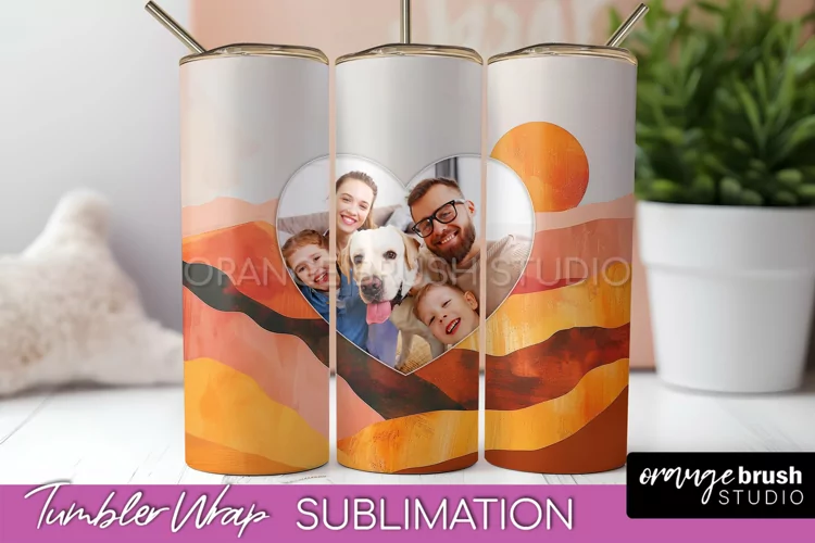 Photo Tumbler Wrap, Boho Family Frame Tumbler Sublimation