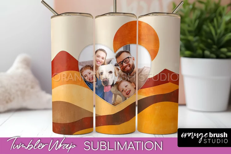Photo Tumbler Wrap, Boho Family Frame Tumbler Sublimation