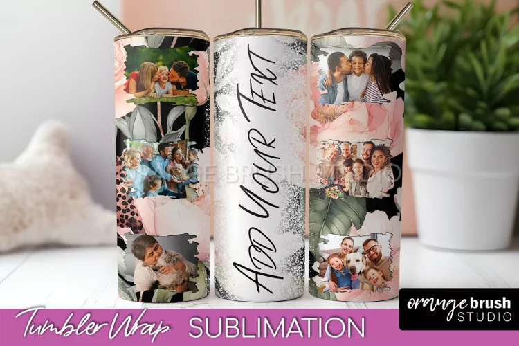 Photo Tumbler Wrap, Floral Picture Frame Tumbler Sublimation