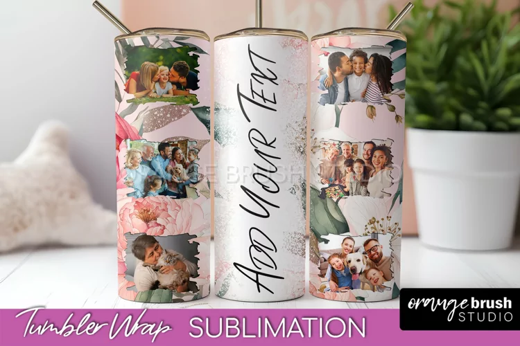 Photo Tumbler Wrap, Floral Picture Frame Tumbler Sublimation