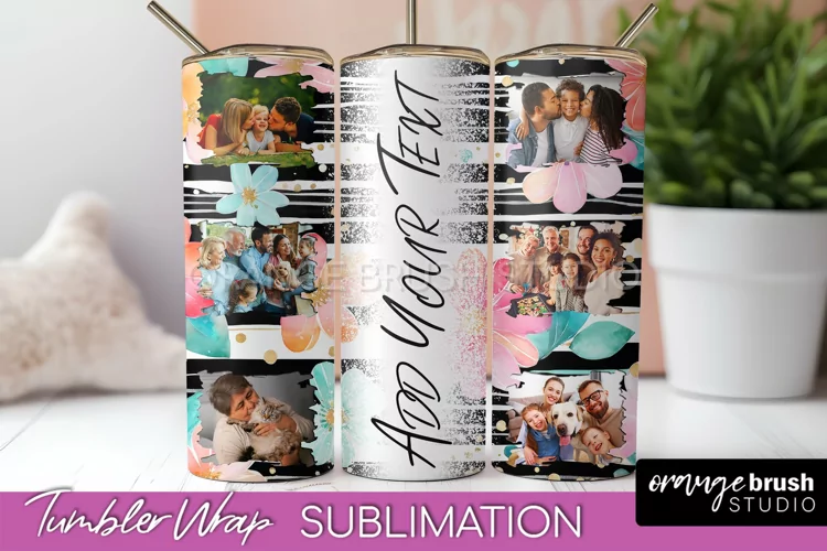 Photo Tumbler Wrap, Floral Picture Frame Tumbler Sublimation