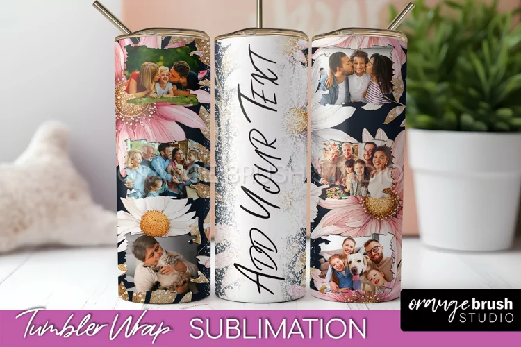 Photo Tumbler Wrap, Floral Picture Frame Tumbler Sublimation