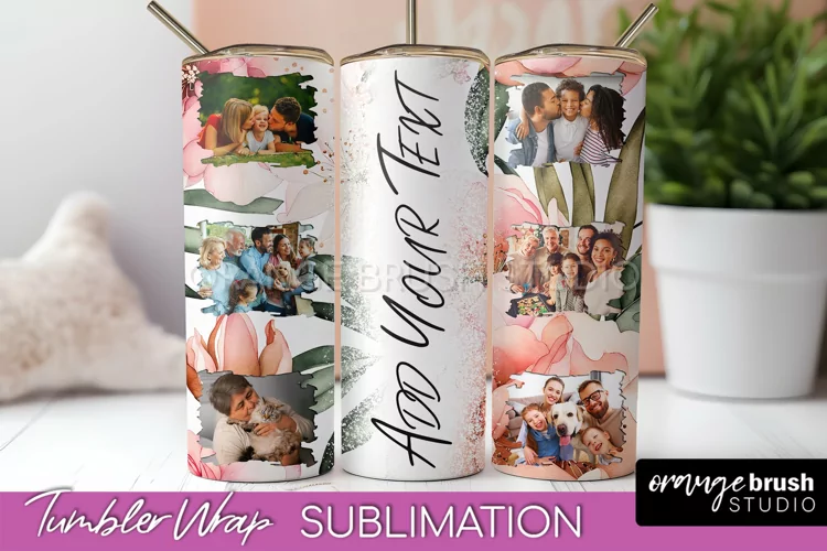 Photo Tumbler Wrap, Floral Picture Frame Tumbler Sublimation