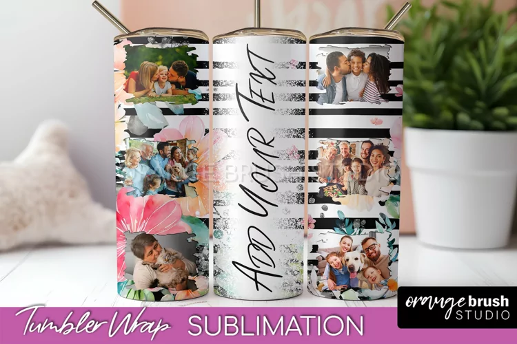 Photo Tumbler Wrap, Floral Picture Frame Tumbler Sublimation