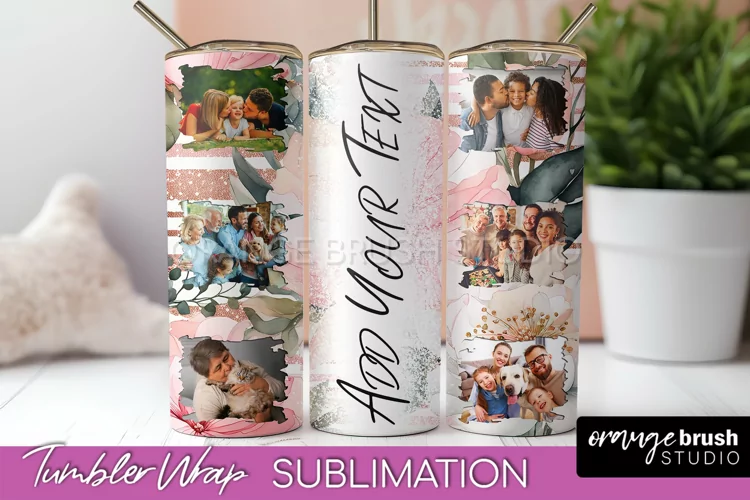 Photo Tumbler Wrap, Floral Picture Frame Tumbler Sublimation