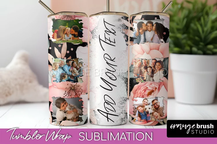 Photo Tumbler Wrap, Floral Picture Frame Tumbler Sublimation