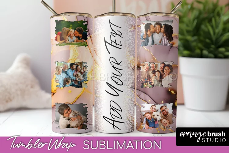 Photo Tumbler Wrap, Marble Family Frame Tumbler Sublimation