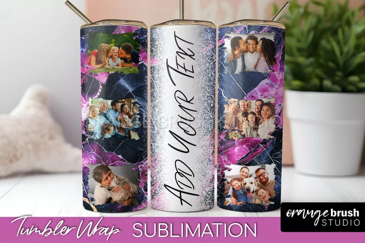 Photo Tumbler Wrap, Marble Family Frame Tumbler Sublimation
