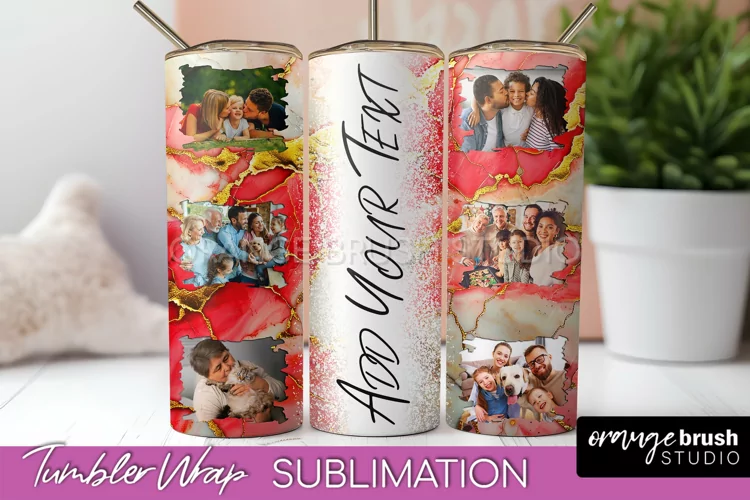 Photo Tumbler Wrap, Marble Family Frame Tumbler Sublimation