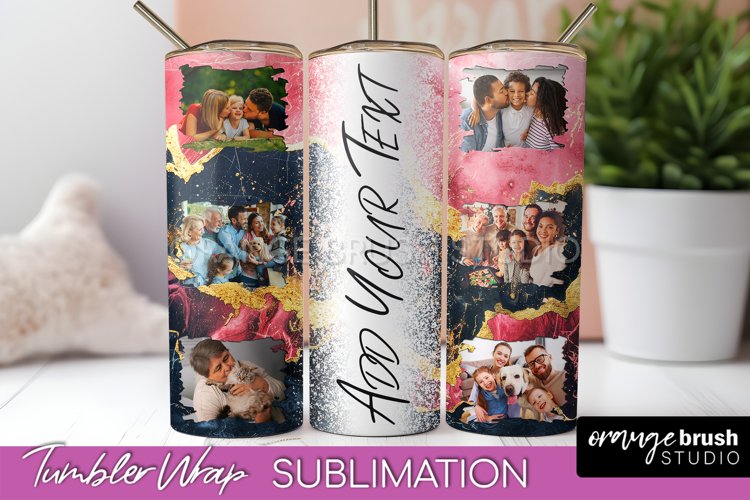 Photo Tumbler Wrap, Marble Family Frame Tumbler Sublimation example image 1