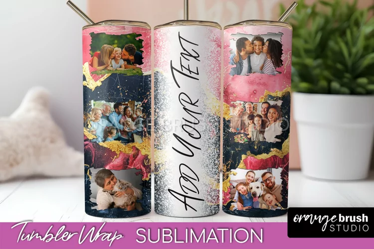 Photo Tumbler Wrap, Marble Family Frame Tumbler Sublimation