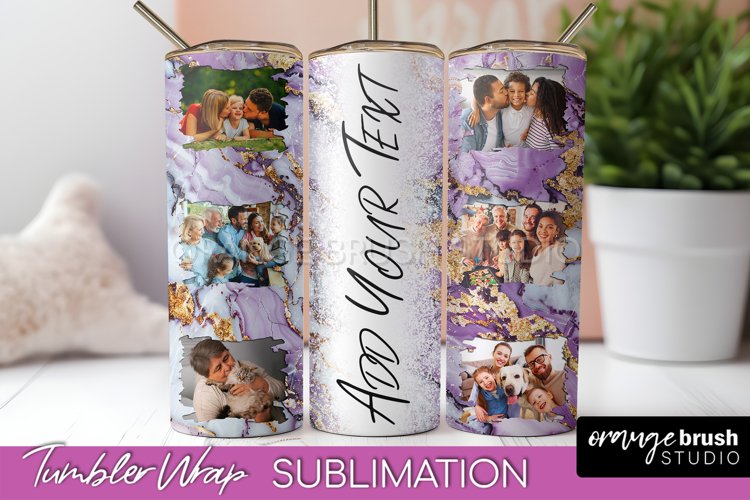 Photo Tumbler Wrap, Marble Family Frame Tumbler Sublimation example image 1