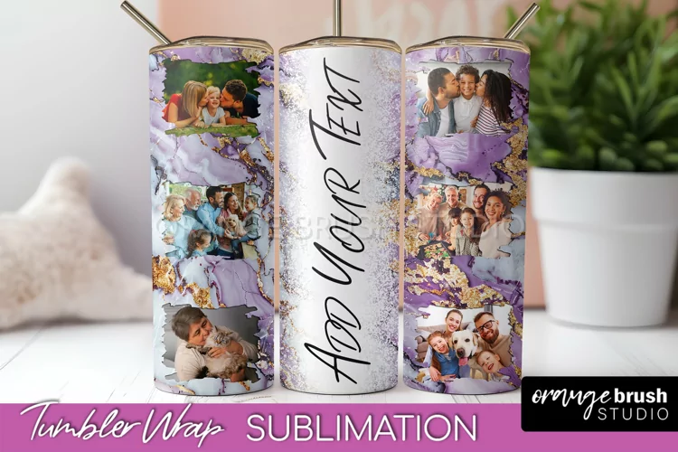 Photo Tumbler Wrap, Marble Family Frame Tumbler Sublimation