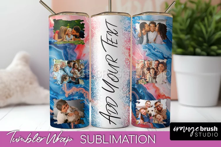 Photo Tumbler Wrap, Marble Family Frame Tumbler Sublimation