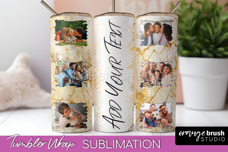 Photo Tumbler Wrap, Marble Family Frame Tumbler Sublimation example image 1